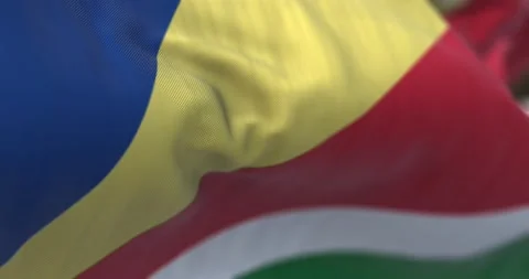 Close-up view of the Seychelles national flag waving in the wind Stock-Footage 234517468