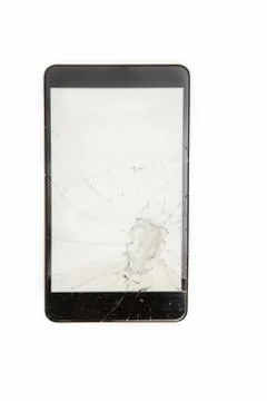 Close-up view of Shattered smartphone screen Stock Photos