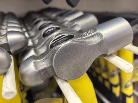 Close view of shiny tools in a hardware store showcasing industrial design Stock Photos