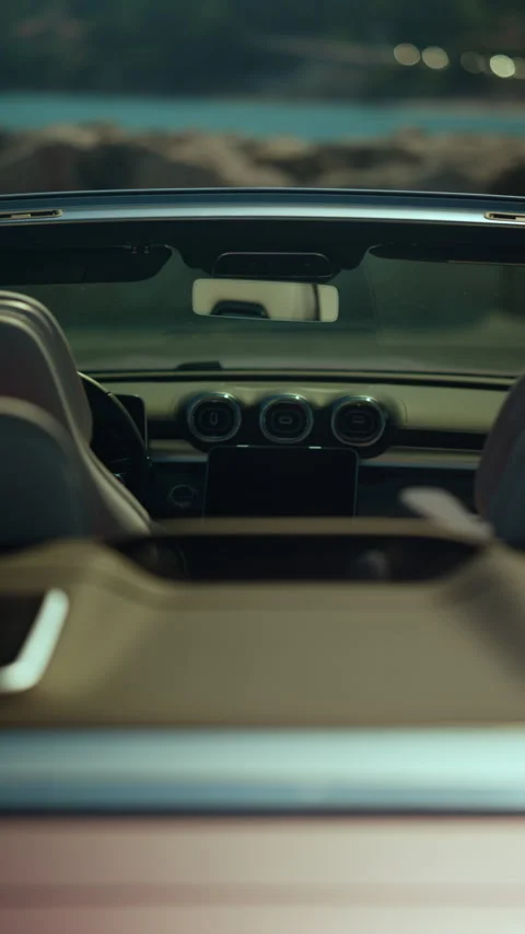 Close-up view showing modern car interior dashboard with air vents and control Stock Footage 339775129