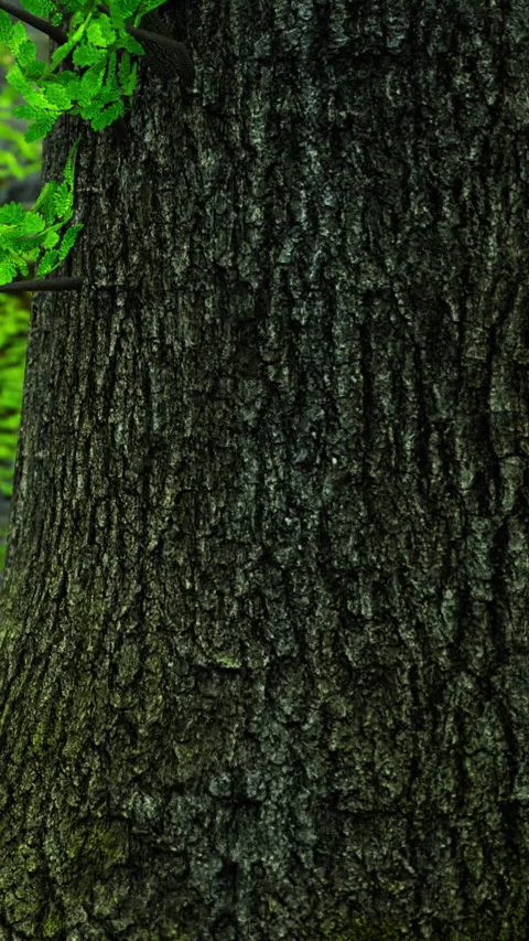 A close view shows the bark of a tree in a forest Stock Footage 341270242