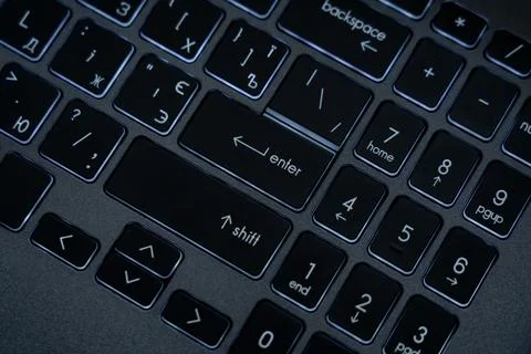 A close view shows a computer keyboard with keys highlighted. The symbols and Stock Photos
