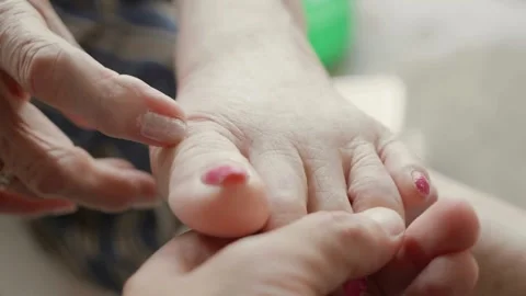 A close up view shows a pair 스톡 동영상 333113427