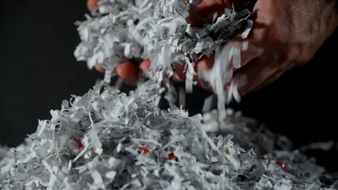Close up view of Shredded paper office documents in worker man hands. Stock Footage 304303840