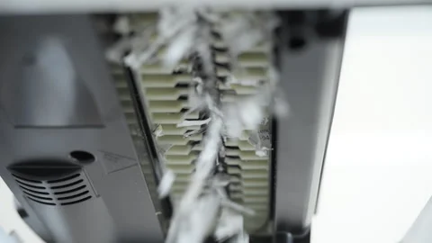 Close up view of Shredder Cutting Paper. Side View From Below, Stock Footage 294151551
