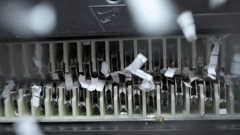 Close up view of Shredder Cutting Paper. View From Below, Stock Footage 294153684