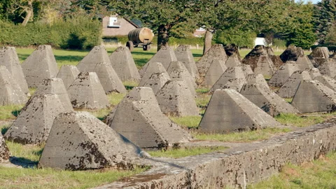 Close view of the Siegfried Line, in Schmithof, Germany Stock Footage 212448157