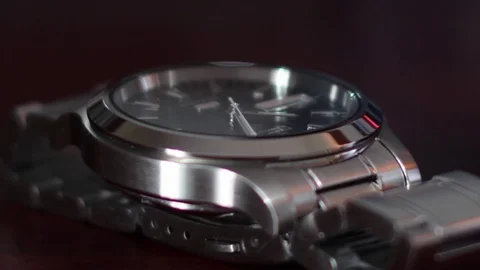 Close Up View of Silver Watch Stock Footage 72718396