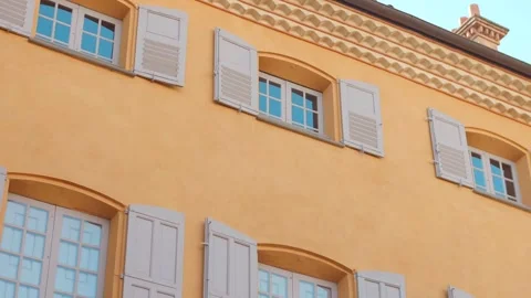 Close view of a simple wooden window at a perfume museum in Grasse, France. Stock Footage 333903555