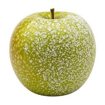 A close-up view of a single, vibrant green apple with a speckled texture. Stock Illustration