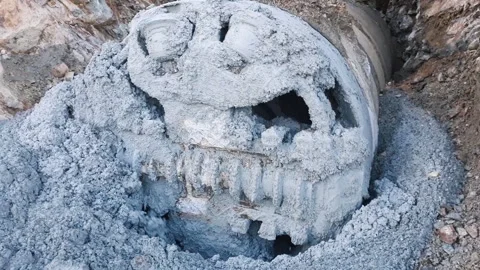 Close-up view of small tunnel boring machine on construction site. Stock Footage 148161866