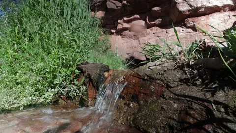 Close Up View Of a Small Water Fall In Sedona Stock Footage 275561426