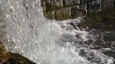 Close up view of small waterfall, park Brdo, Slovenia Stock Footage 143182025