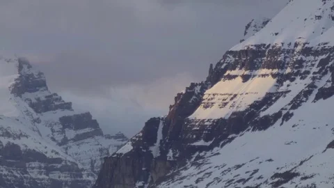Close up view of snow topped mountain in the Canadian Rockies. Stock Footage 73464062