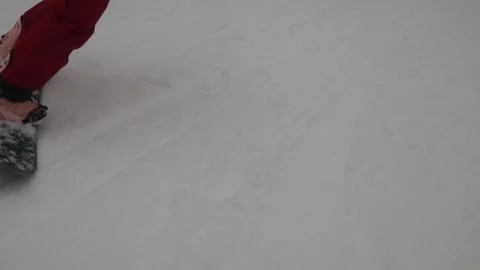 Close view of snowboard and boots sliding over snow Stock Footage 327092498
