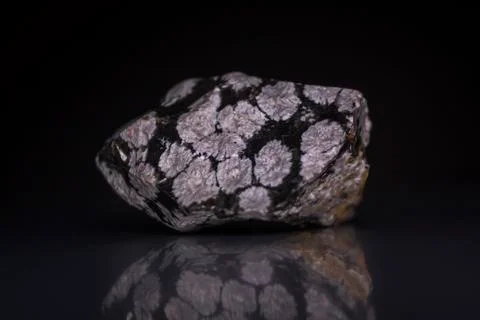 Close up view of Snowflake Obsidian, volcanic rock Stock Photos