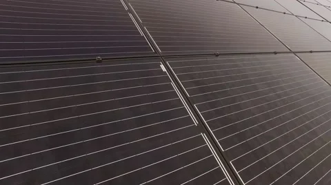 Close up view of solar panels in a rural field Stock Footage 61768858
