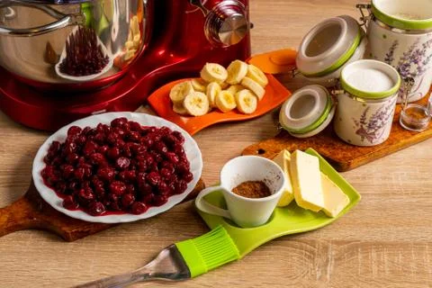 Close up view of some ingredients for muffin making Stock Photos