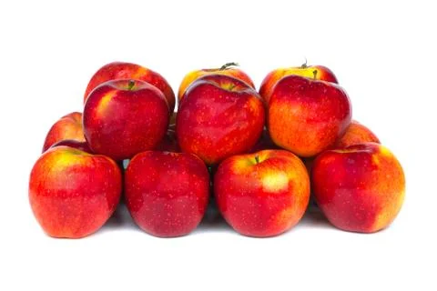 Close up view of some red apples isolated on a white background. Stock Photos