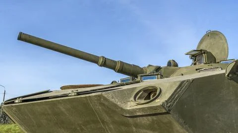 Close-up view of soviet infantry fighting vehicle BMP. amphibious tracked inf Stock Photos