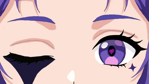 A close-up view of sparkling, kawaii-style anime eyes. Stock Footage 341234500