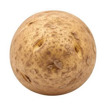 A close-up view of a spherical, textured, and rough surface of a potato. Illustrazione stock