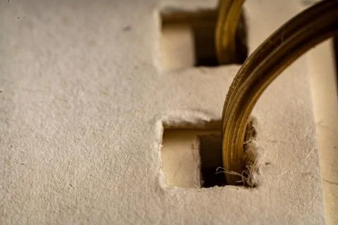 Close-up view of spiral binding showcasing blended textures in a blank notebook 스톡 사진