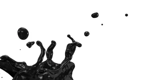 Close-up view of splashing black paint in slow motion, alpha included (FULL HD) Video stock 37478560