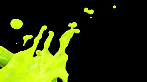 Close-up view of splashing green paint in slow motion, alpha included (FULL HD) Stockbeeldmateriaal 37479837