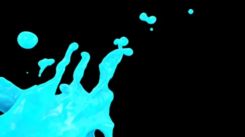 Close-up view of splashing light blue paint, alpha included (FULL HD) Stockbeeldmateriaal 37478634