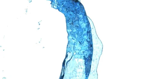 Close up view of splashing light blue water flow, on white - seamless (FULL HD) Stockbeeldmateriaal 74506510