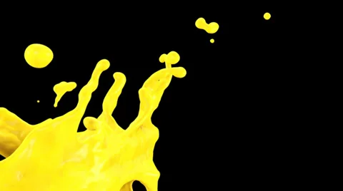 Close-up view of splashing yellow paint in slow motion, alpha included (FULL HD) Stock Footage 37482807