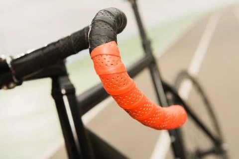 Close up view of sportive bicycle handle bar Photos