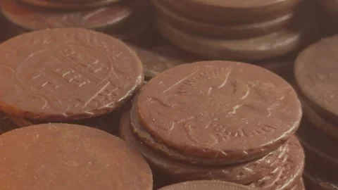 A close-up view of stacked coins, showcasing their texture and details, wit.. Stock Footage 319433917