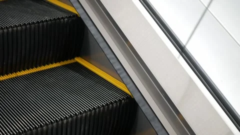 Close up view to stair on moving up escalator in subway metro station or ai.. Stock Footage 248029517