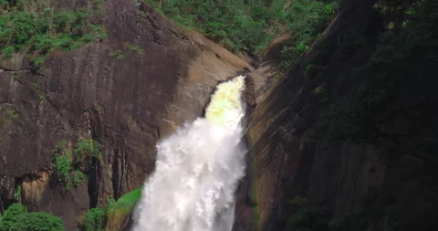 Close-up view of the starting point of a waterfall in 4K. Stock Footage 314581975