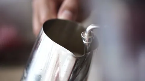 Close up view of steam milk making Stock Footage 259793952