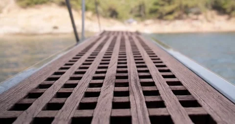 Close up view of stern at the back of yacht. Stock Footage 158329489