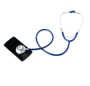 Close up view of stethoscope over isolated white background Stock Photos