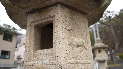 Close view stone lantern Detail Shot in Hachimangu Shrine Hakodate Japan 動画素材 324958345