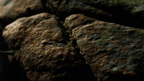 Close up view of a stone surface with texture and moss Stock Footage 339876002