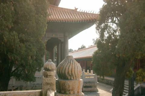 Close up view of the stone wall of Wangshui bridge in Qufu, China Stock Photos