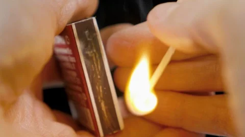 Close-up view to strike matches for matchbox, ignition matches for matchbox Video stock 100591039