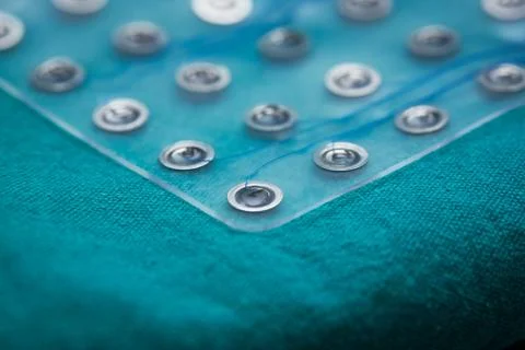 Close-up view of subdural electrode for epilepsy surgery Stock Photos