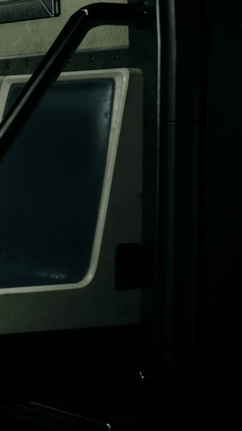 Close view of subway door in a dark train station during late hours Stock Footage 342453523