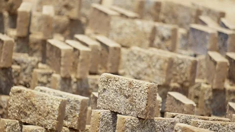 Close Up View of Sun Dried Clay Bricks Stock Footage 345618553