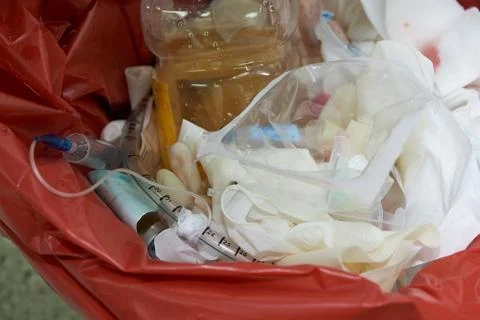 Close-up view of surgical garbage bin Stock Photos