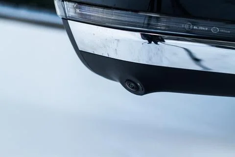 Close up view of surround view camera system on modern car side rear mirror.  Stock Photos