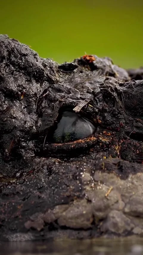 Close-up view of a swamp crocodile's eye lens Video stock 323375855