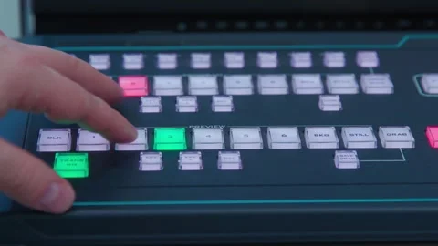 A close view of switching camera angles on a control panel Stock Footage 276925283